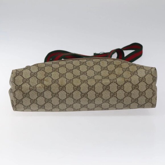 GUCCI GG Supreme Web Sherry Line Tote Bag PVC Beige Gold - Picture 6 of 16
